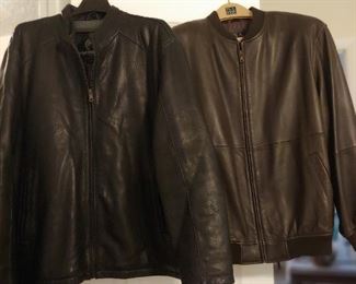 Leather Jackets (1 Brown, 1 Black) Soft Glove Leather  LL Bean, Lands End, Cebela's, Pronto-Omo, Jos A Bank, Van Heusen