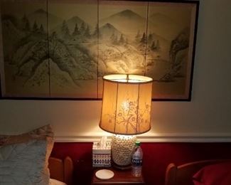 One of many rooms with Asian themed art and decor. 