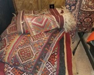 Pakistan rugs, converted to large throw pillows. 