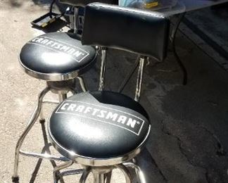Pair of craftsman work bench swivel stools 