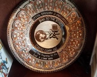 Awesome copper hand tooled military award. 