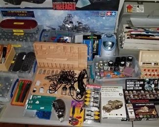 Paint sets, for both brush and air brush painting. 