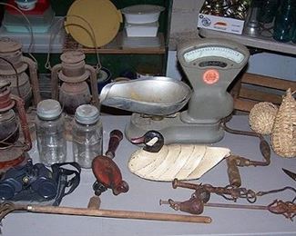 Toledo scale, barn lanterns, old scales, etc...