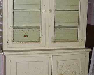 2 pc Primitive cupboard - 84 in. H x 56 in. W x 17 in D.