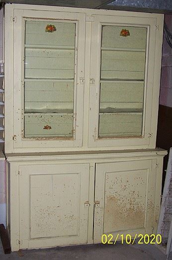 2 pc Primitive cupboard - 84 in. H x 56 in. W x 17 in D.