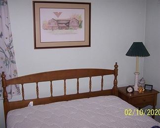 Maple full size bed, matching night stand