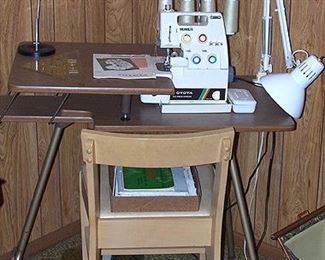 Toyota serger sewing machine and table