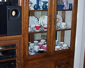 China hutch, glassware, cup and saucer collection