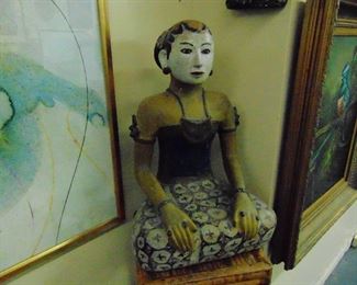 South American Statue Woman Sitting-Pottery
