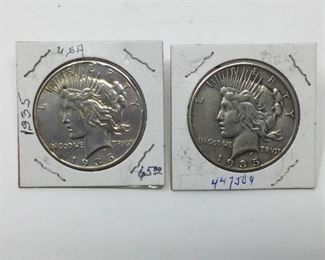 Two 1935 Peace Dollars https://ctbids.com/#!/description/share/332977