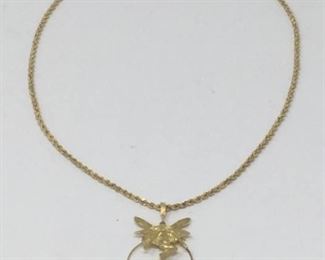 14kt Gold Fairy Charm Holder Pendant and Chain https://ctbids.com/#!/description/share/334722