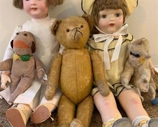 Adorable old Teddy Bears, bisque and composition dolls. 