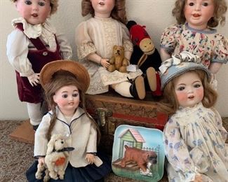Antique French and German Character dolls. 