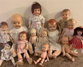 Assorted Composition dolls. 