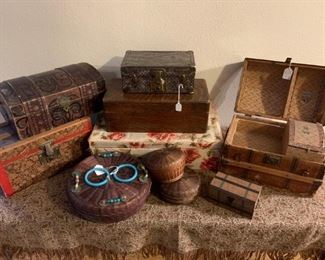 Sewing baskets and assorted boxes