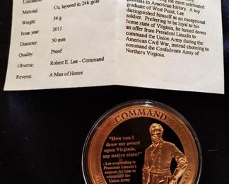 Robert E. Lee- Command Gold Layered Coin