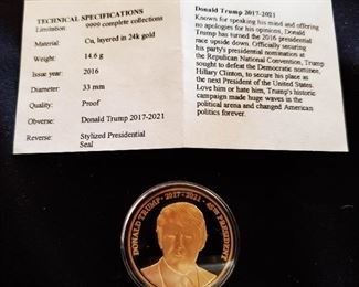 Donald Trump 2017-2021 Gold Layered Coin