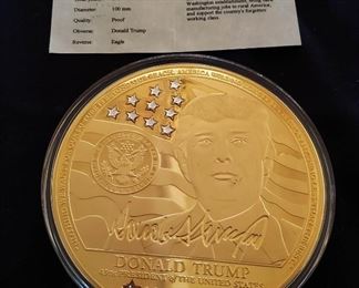 Donald Trump Gold Layered Coin with Star Swarovski