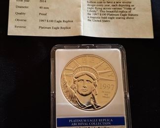 1997 $100 Eagle Replica Platinum-Layered Coin