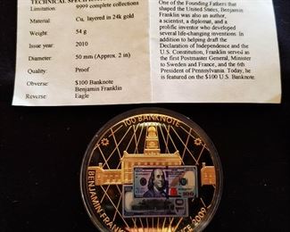 Franklin $100 Banknote Gold Layered Coin