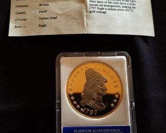 1797 Turban Head Gold Eagle Replica Gold Layered Coin