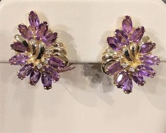 Amethyst in Gold Earrings