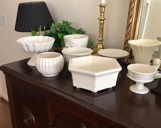 White McCoy Pottery - excellent condition:  pedestal bowls, cache pots, planters, vases and more ! 