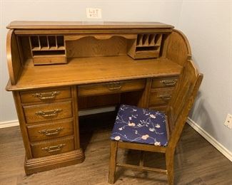 Roll top desk 42" tall 56" wide 27.5" deep $75