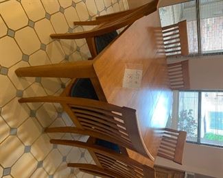 Kitchen table with 6 chairs 54" x 54" 30" tall removable leaf very nice very heavy real wood $85