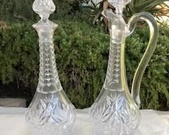 1920s French wine cut glass decanters
