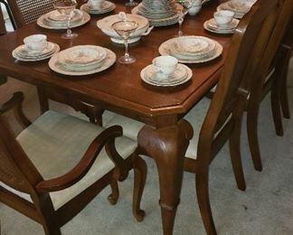 Large Dining Table with 2 Leaves and 10 Chairs