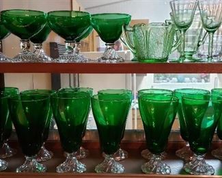 Anchor hocking "Inspiration" Forest Green Footed Glassware
