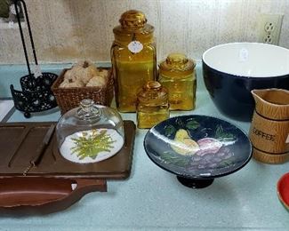 Amber Glass Cannisters, Cheese Board, Bowls and more!