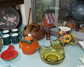 Teak Salad Bowl Set, Green Glass Chip & Dip Bowl and so much more