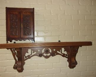 Eastlake Wall Shelf,  Small Carved Cabinet