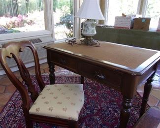 small Walnut Writing Table, Chair