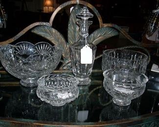 Waterford decanter and bowls