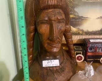 $14.  LARGE WOODEN INDIAN BUST