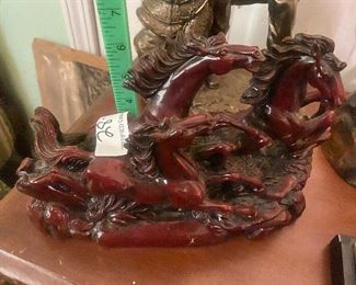 $14.   WOODEN CARVED HORSES
