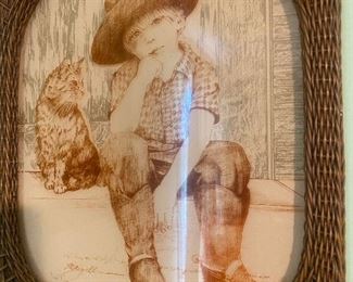 $6.    MISC WALL PICTURE - LITTLE BOY AND HIS CAT