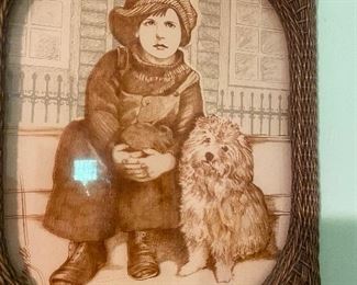 $6.    MISC WALL PICTURE - LITTLE BOY AND HIS DOG