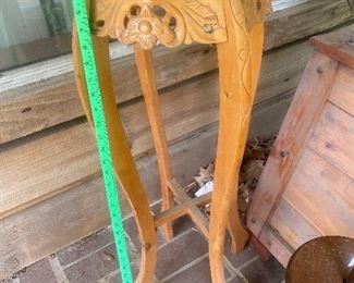$10.  WOODEN CARVED PLANT STAND