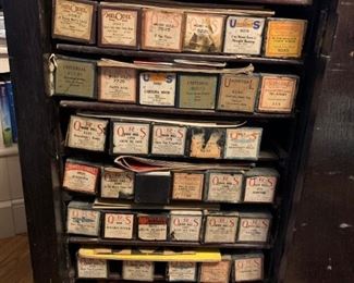 Wooden Roll Cabinet with 50+ Player Piano Rolls