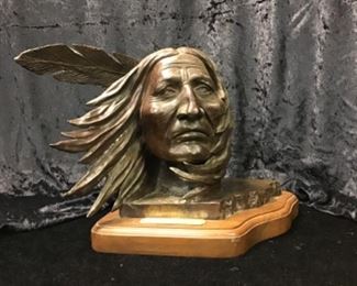 Tishimingo by Pat Ray Castleberry, 20th century bronze artist. Signed and numbered 7/20. Native American bronze