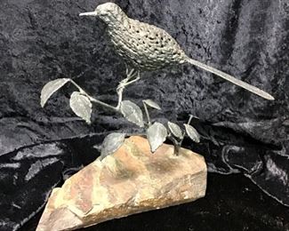 Texas sculptor, Siggi Munk. Modernist – Mid Century welded art sculpture on Texas river rock. Burnished globular finish.