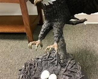Eagles nest by Donna Hunter. Impressive bronze sculpture. Handcrafted and mounted on marble base. 23 inch wingspan 21 inches tall. Certificate of Authenticity included.