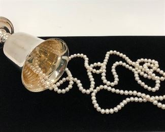 60" Freshwater pearls, knitted, size matched.