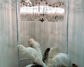 Hollywood Regency waterfall crystal rod chandelier