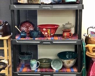 Hand thrown pottery including Santa Rosa Pottery, Luling Icehouse Pottery, Holman etc