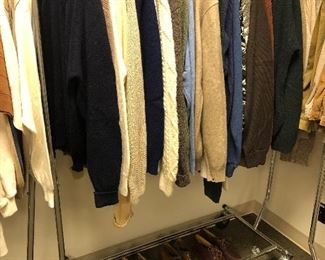 Men’s size M/L Pendleton, L.L. Bean, Lands End and Wooleyback sweaters.